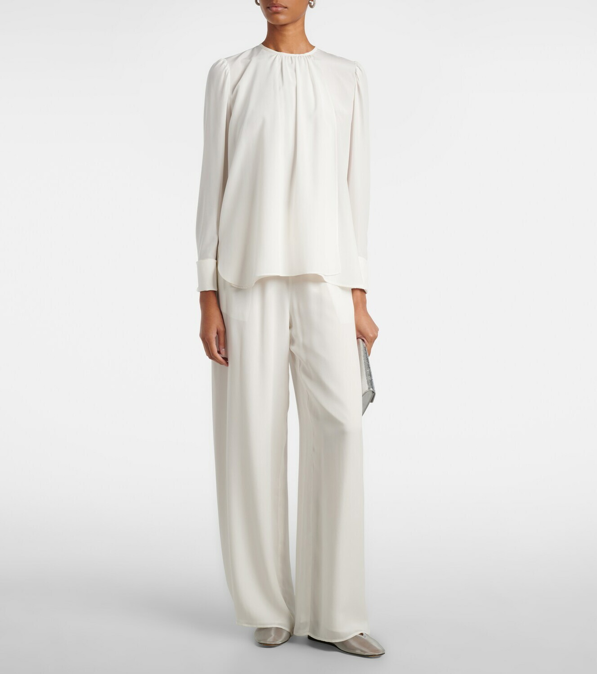Oscar de la Renta Mid-rise silk straight pants