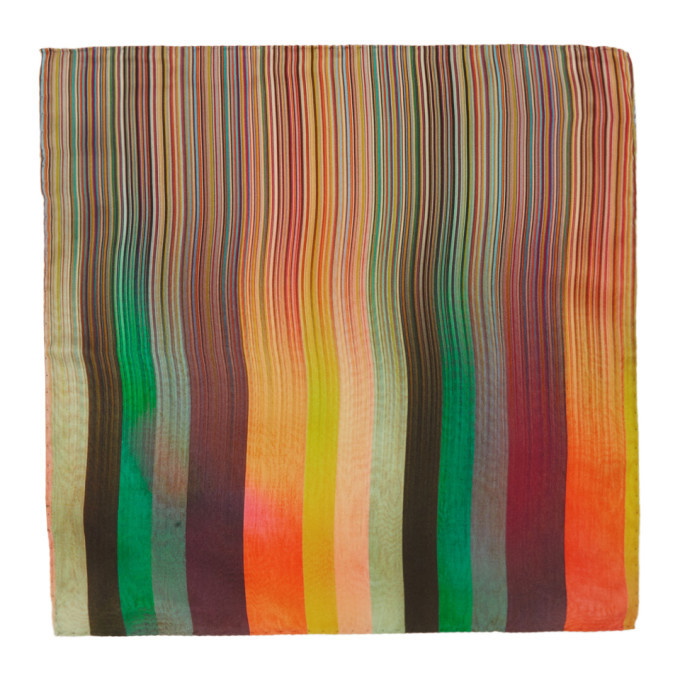 Photo: Paul Smith Multicolor Silk Artist Clash Stripe Pocket Square