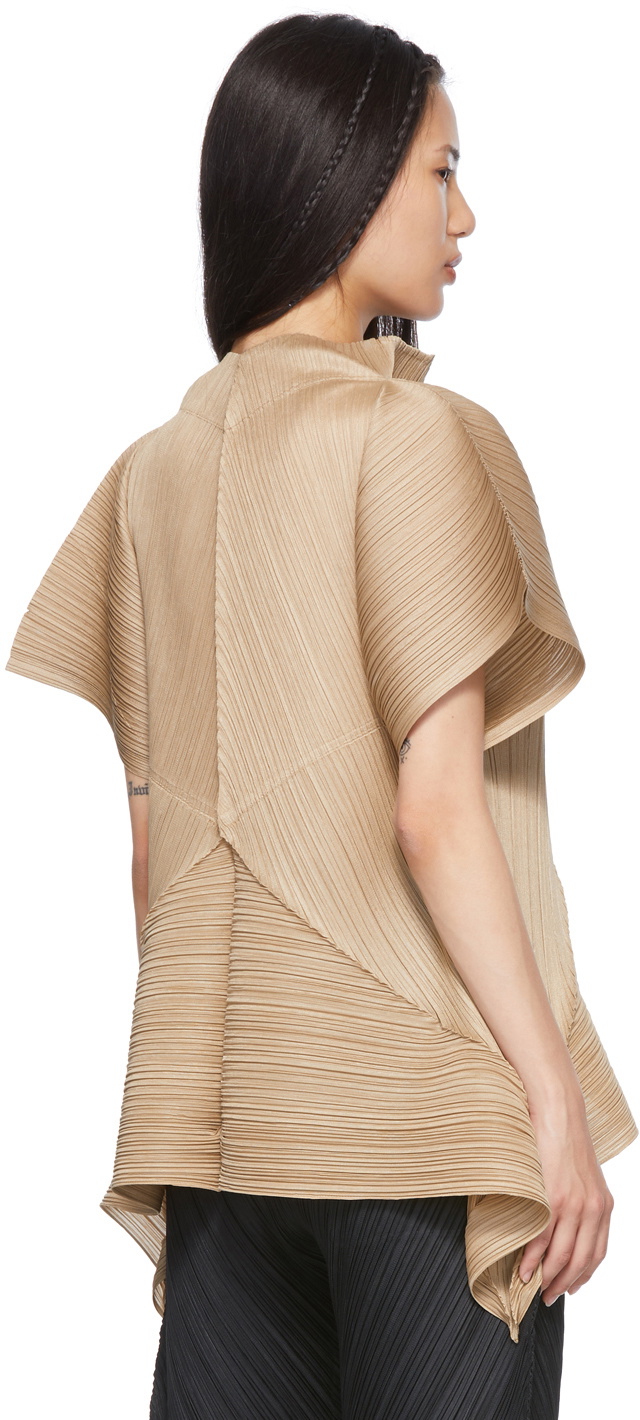 Pleats Please Issey Miyake Beige Sprout Blouse Pleats Please Issey