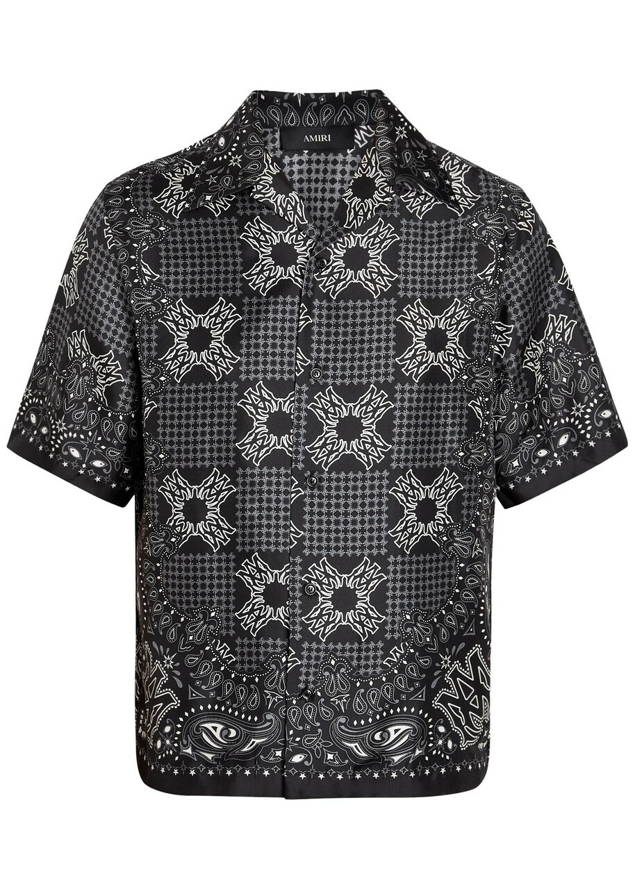 Amiri Checked Silk Shirt Black
