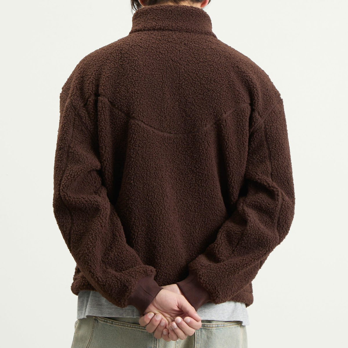 Dime Men's Polar Fleece Sherpa Zip Jacket in Brown