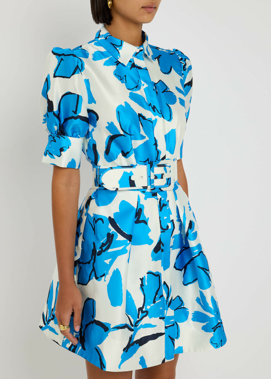 Rebecca Vallance Sapphira Printed Satin Mini Shirt Dress Print