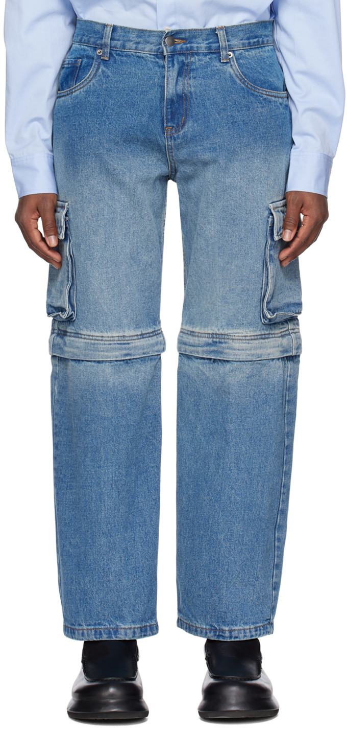 WYNN HAMLYN Blue Cargo Jeans