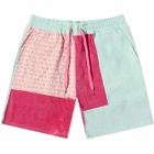The Future Is On Mars Men's Alien Retrograde Corduroy Patchwork Sh in Light Green/Pink