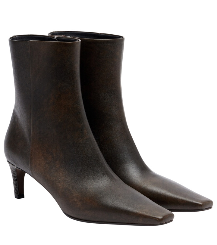 Photo: Brunello Cucinelli Monili leather ankle boots