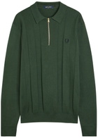 Fred Perry Logo-embroidered Fine-knit Cotton Jumper Dark Green