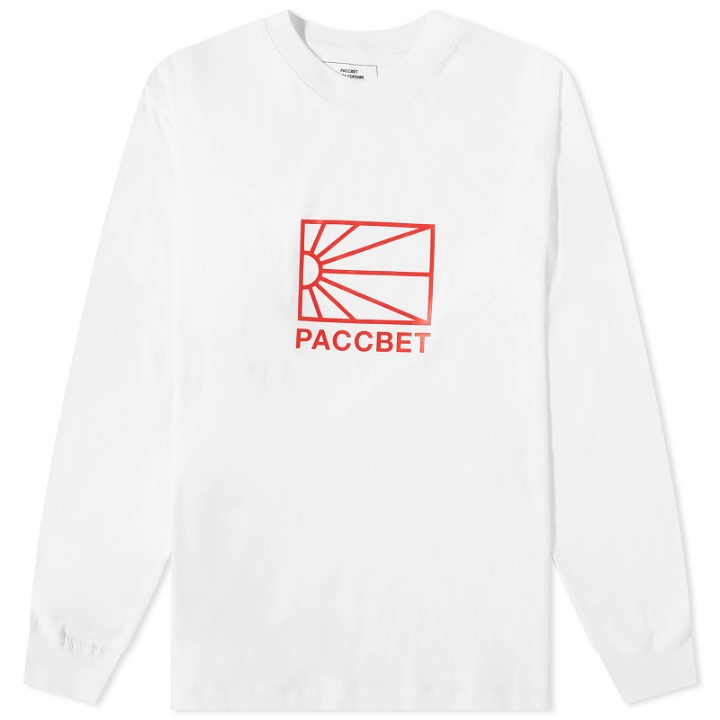 Photo: PACCBET Men's Long Sleeve Big Logo T-Shirt in White