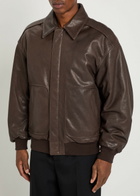 Calvin Klein Quilted Leather Jacket Brown