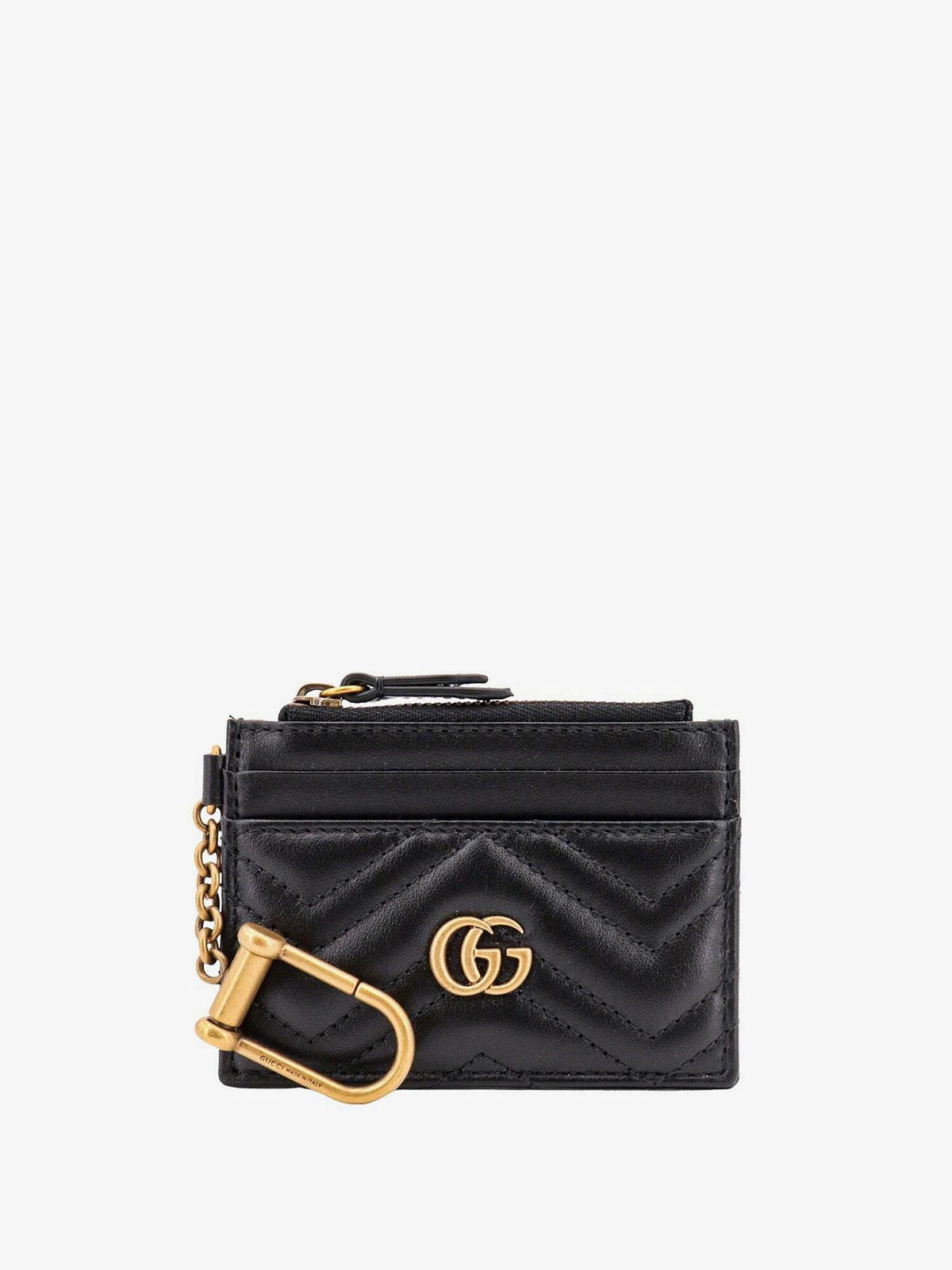 GG Marmont matelassé keychain wallet in blue leather