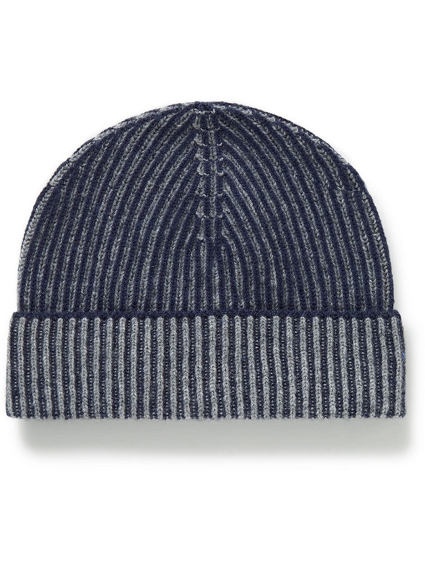 Photo: Johnstons of Elgin - Striped Ribbed Cashmere Beanie