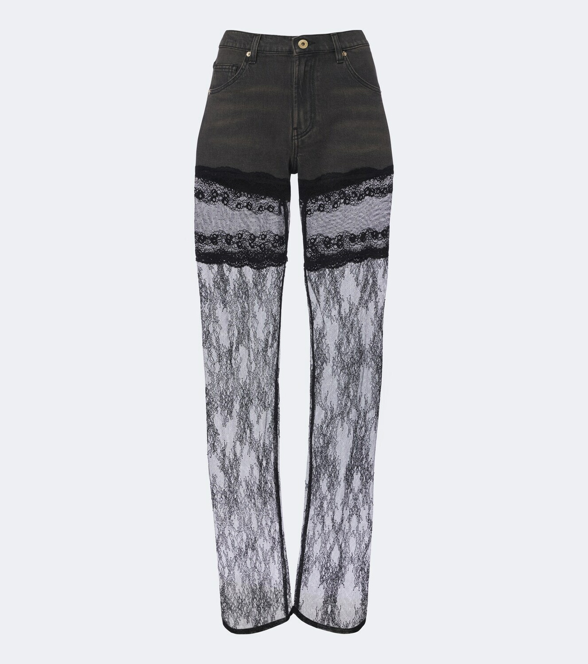 Blumarine Lace-trimmed wide-leg jeans