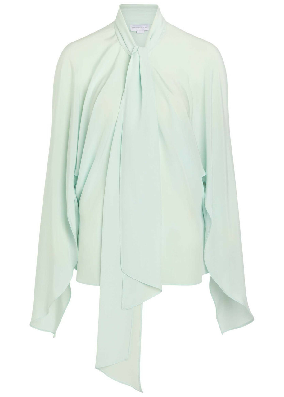 Stella Mccartney Tie-effect Silk Shirt Light Blue