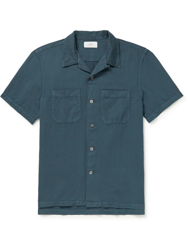 Photo: MR P. - Garment-Dyed Cotton and Linen-Blend Shirt - Blue