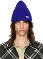 Burberry Blue Ribbed Cashmere Beanie