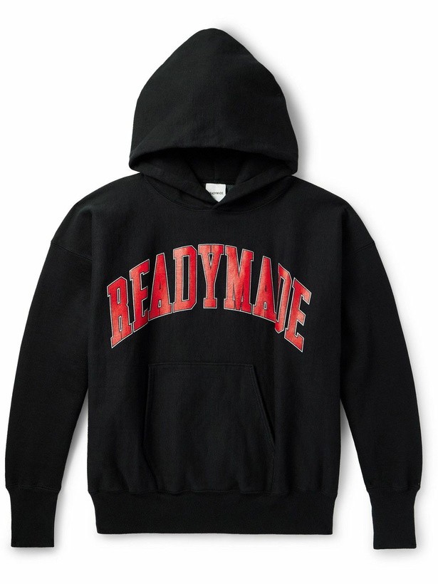 Photo: READYMADE - Logo-Print Cotton-Blend Jersey Hoodie - Black