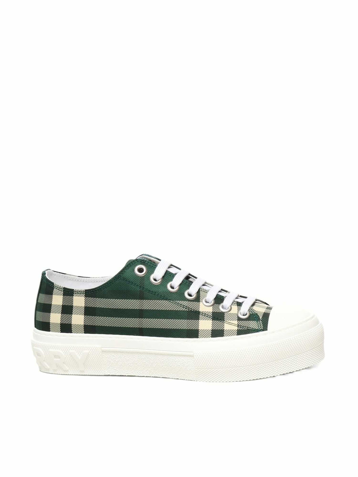 Burberry Army Green Leather Stock Sneakers Burberry