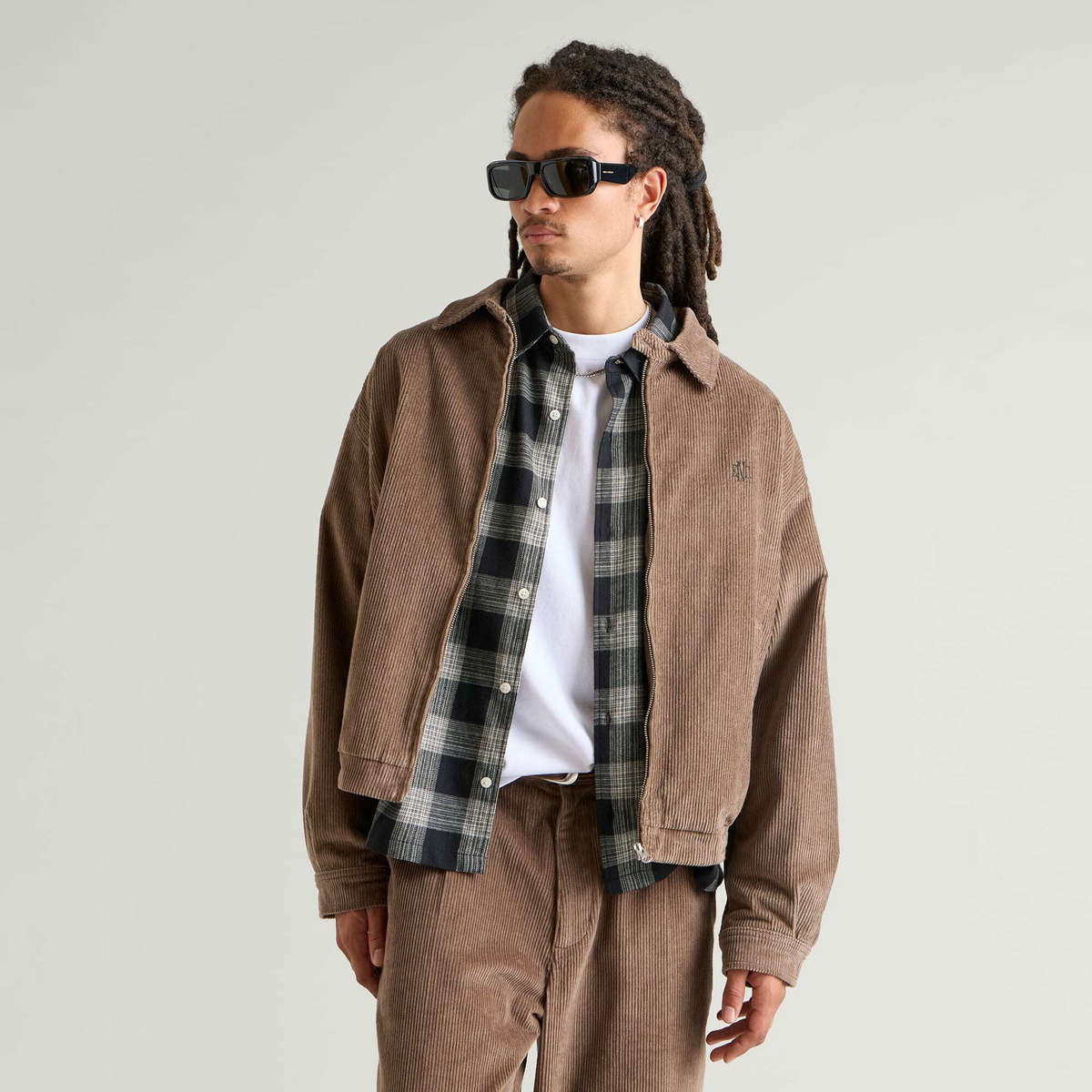 END. Men's Cord Monogram Jacket in Dark Sand