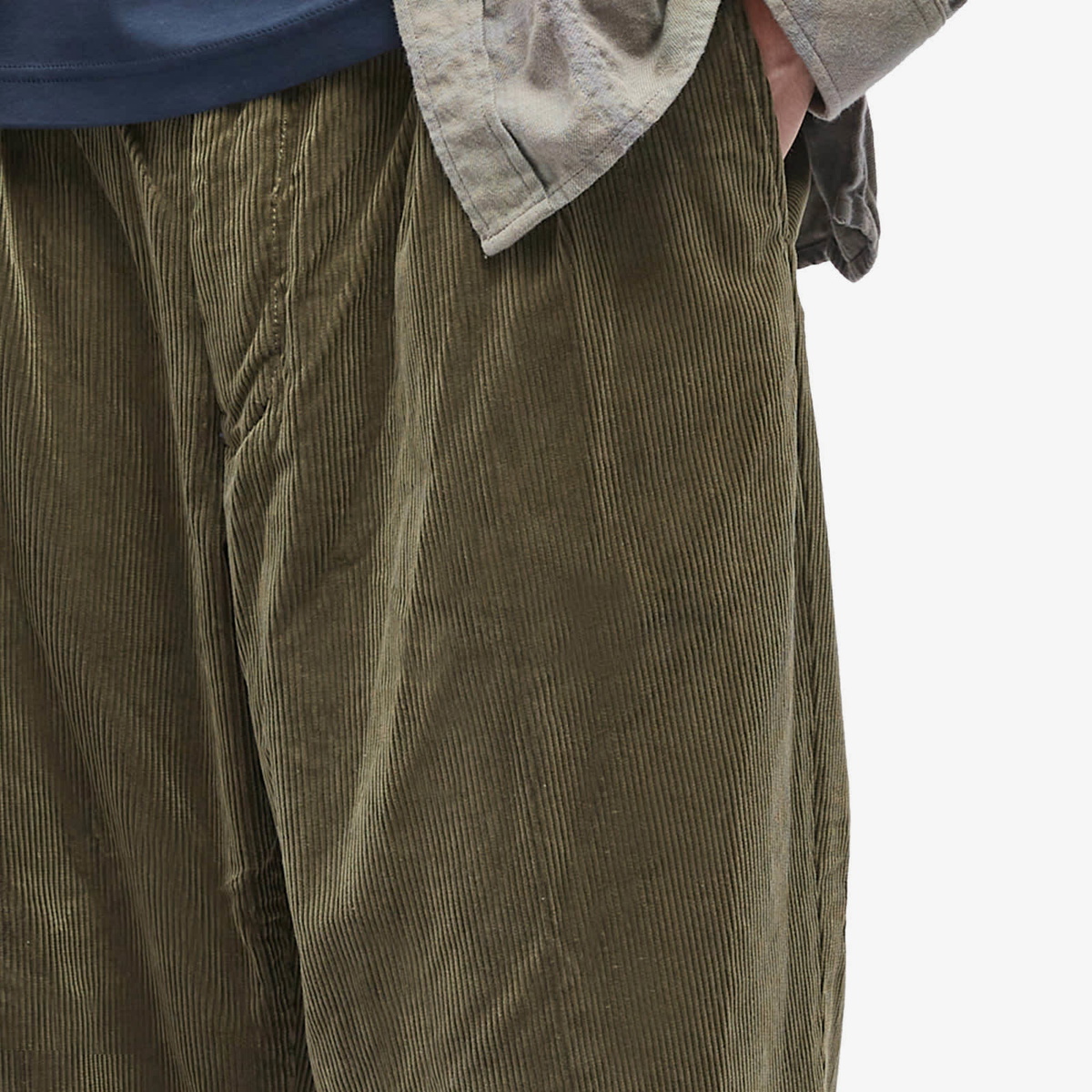 Beams Plus Men's 2 Pleat Corduroy Pant in Dark Green Beams Plus