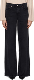AGOLDE Black Clara Low Rise Baggy Flare Jeans