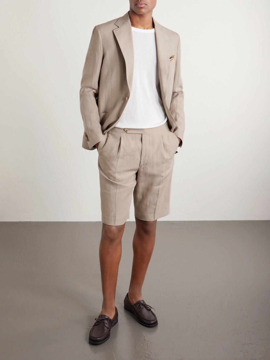 De Petrillo - Linen Single-Breasted Blazer - Neutrals