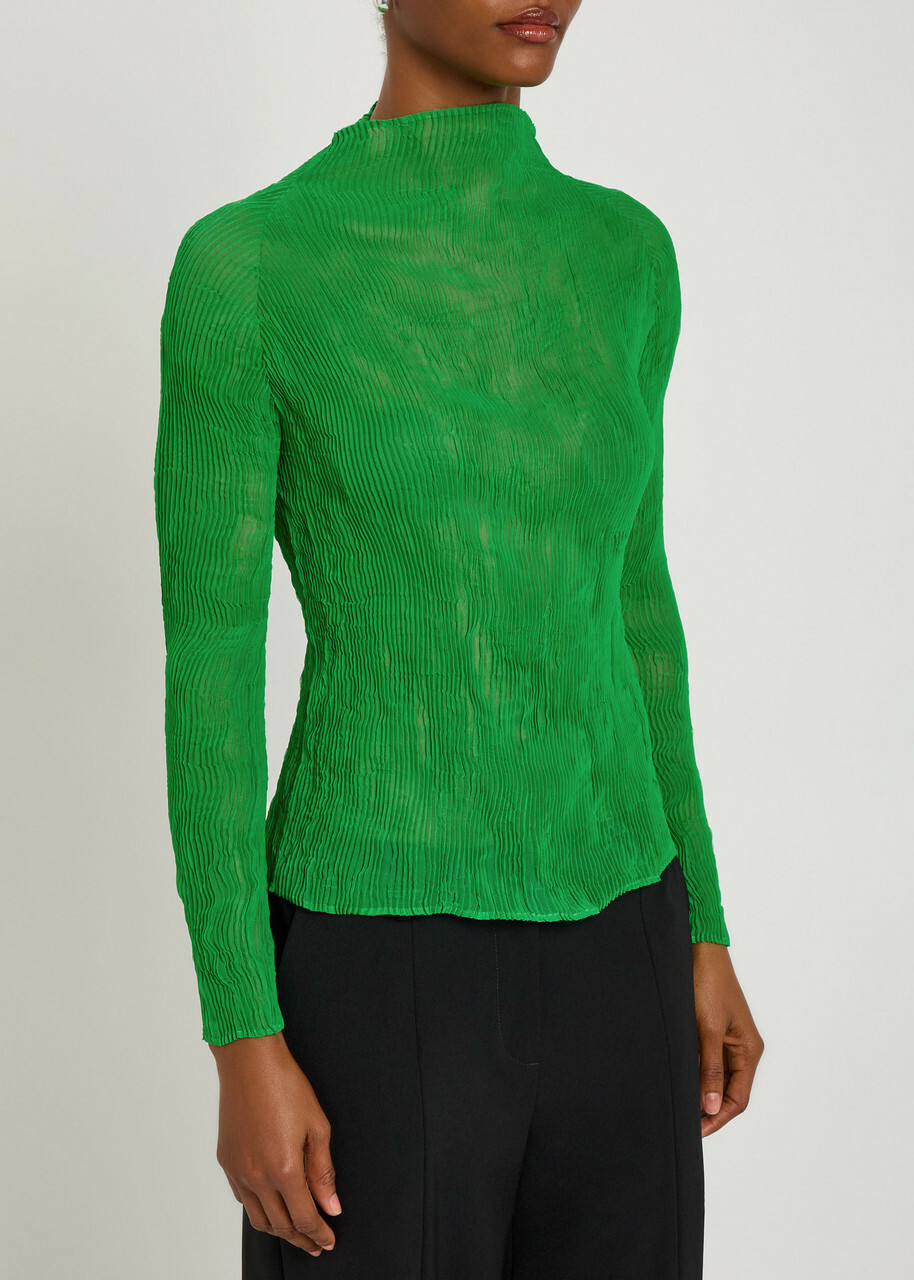 Issey Miyake Pleated Chiffon top Green