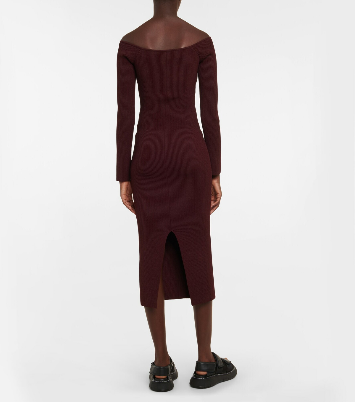 Khaite - Pia off-shoulder ribbed-knit midi dress Khaite Khaite - Pia off-shoulder ribbed-knit midi dress Khaite