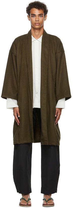 Photo: Naked & Famous Denim SSENSE Exclusive Green Shaggy Overcoat