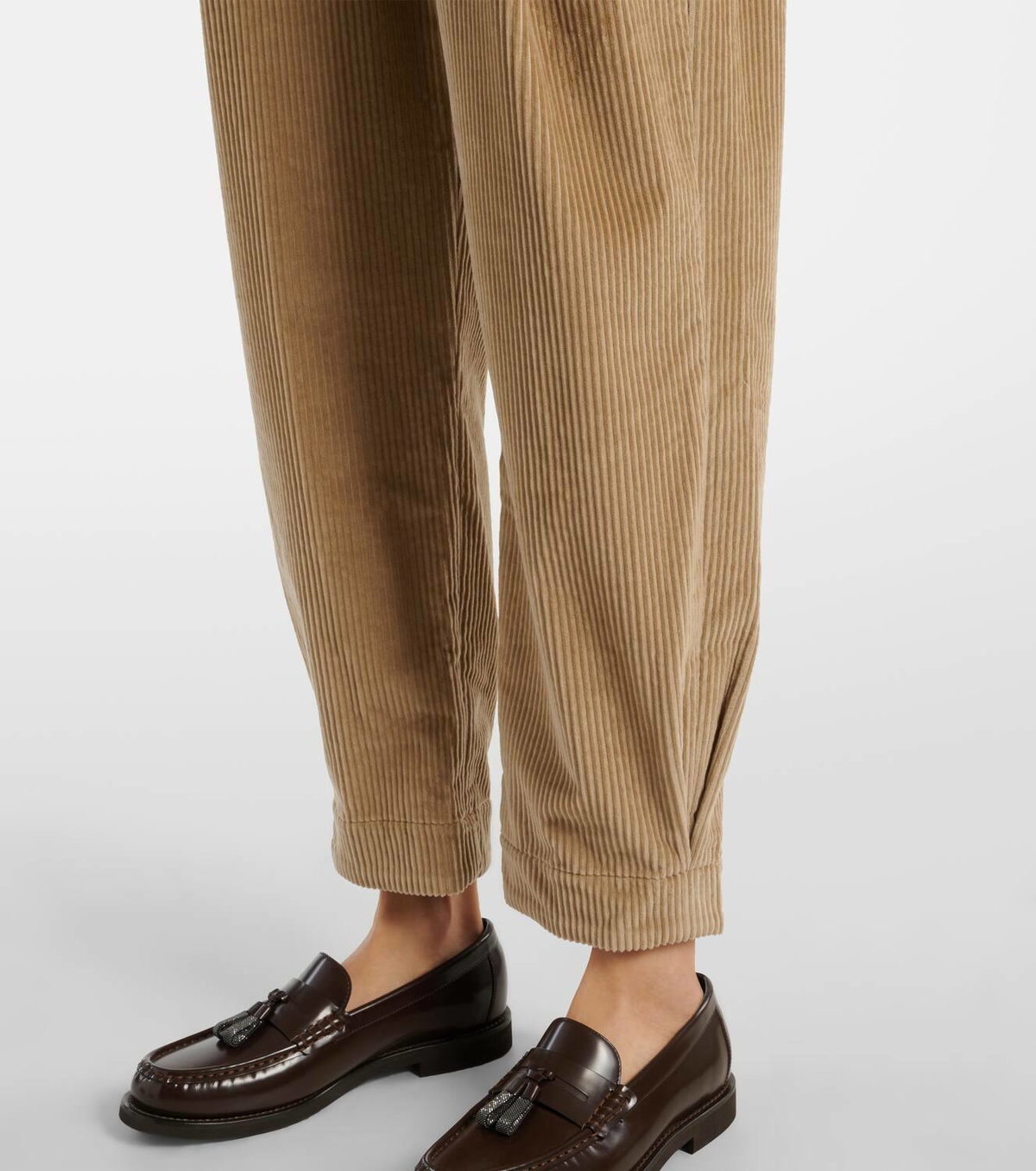 Brunello Cucinelli High-rise cotton cropped pants