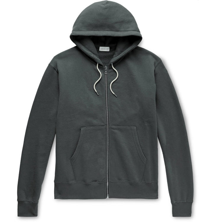 Photo: John Elliott - Athens Loopback Cotton-Jersey Zip-Up Hoodie - Gray