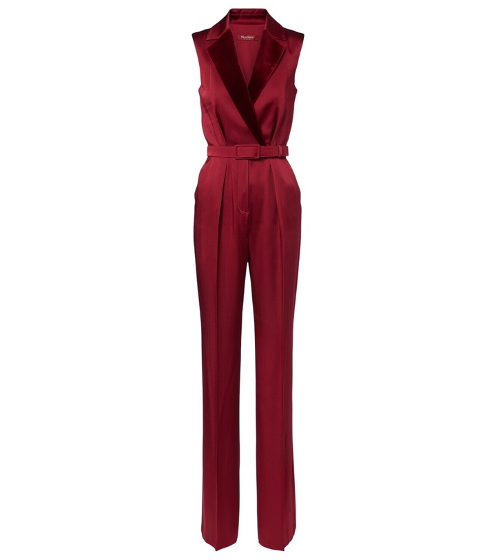 Photo: Max Mara Scalata velvet-trimmed satin jumpsuit