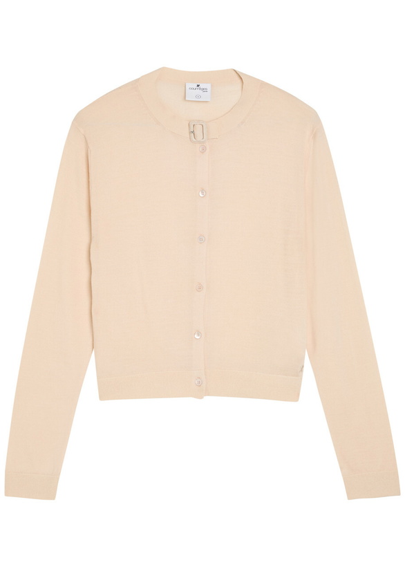 Photo: Courrèges Buckle Fastening Merino Wool Cardigan Sand