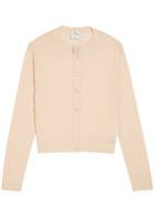 Courrèges Buckle Fastening Merino Wool Cardigan Sand