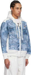 AAPE by A Bathing Ape White & Blue 'AAPE' Main Light Weight Denim Jacket