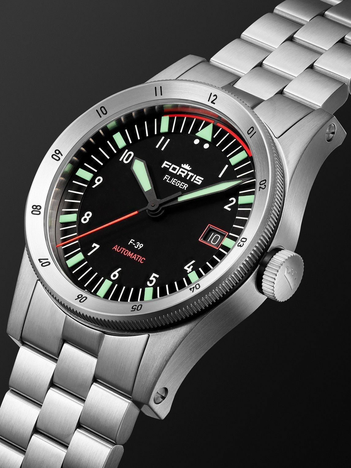 Fortis - Flieger F-39 Automatic 39mm Brushed Stainless Steel Watch, Ref. F4220005