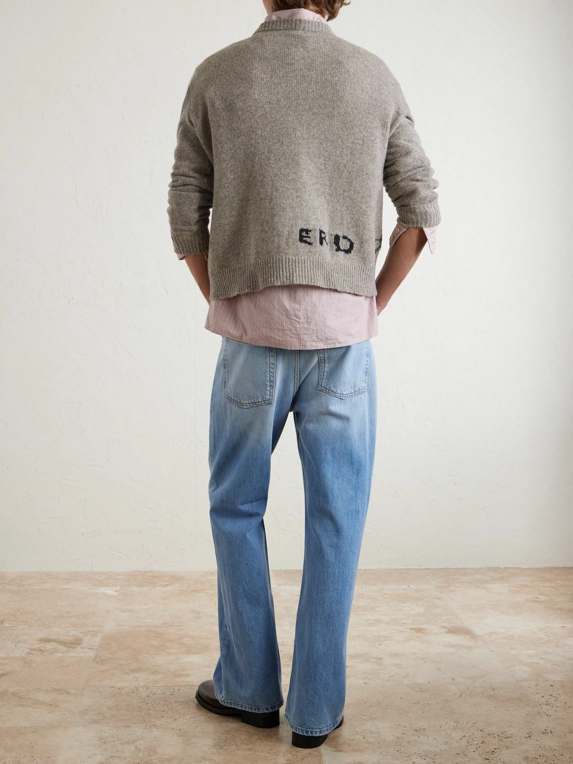 Enfants Riches Déprimés - Come Live With Me Embroidered Intarsia Wool Sweater - Gray