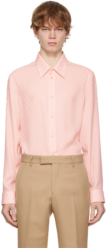 Photo: Gucci Pink Silk GG Shirt