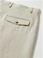 Lardini - Straight-Leg Pleated Linen Shorts - Neutrals