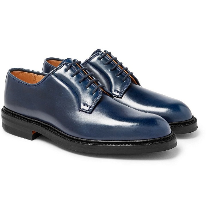 Photo: George Cleverley - Archie Horween Shell Cordovan Leather Derby Shoes - Men - Midnight blue
