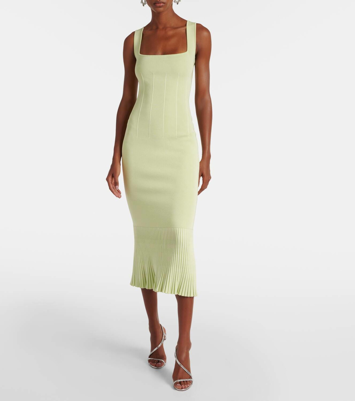 knee length dresses for ladies Galvan | Women's | Stargaze Bandeau Dress | Mustard Gown