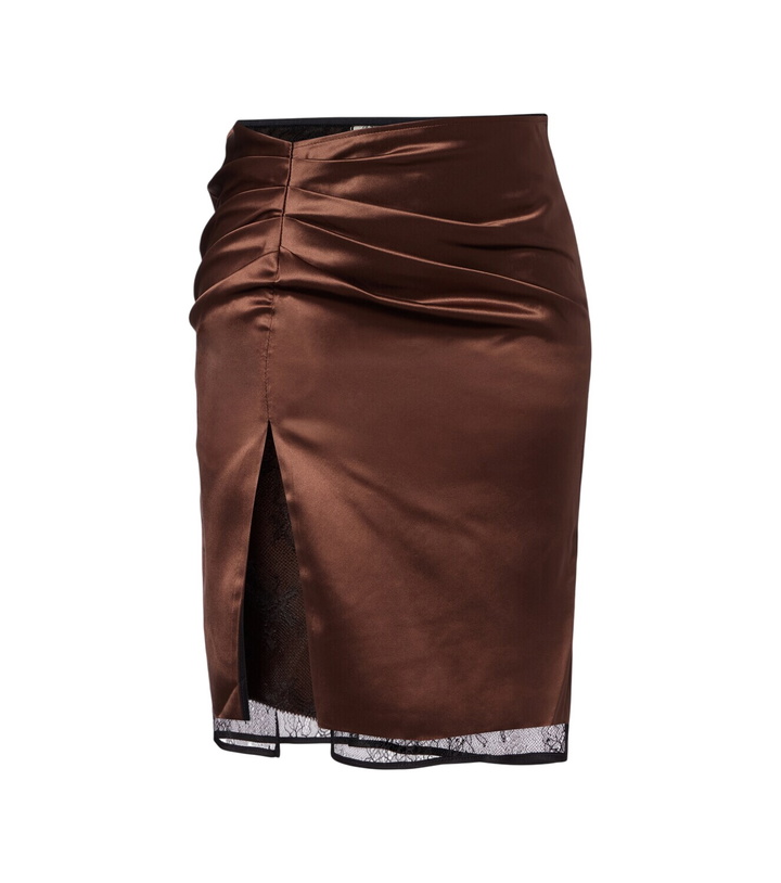 Photo: Jacques Wei Lace-trimmed satin miniskirt
