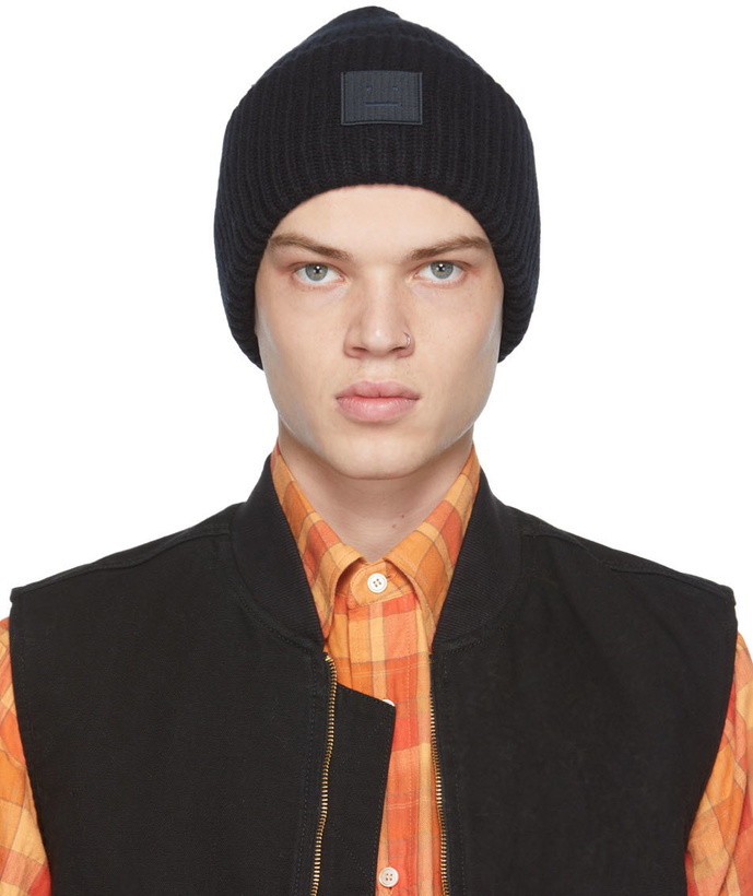 Photo: Acne Studios Black Wool Logo Beanie