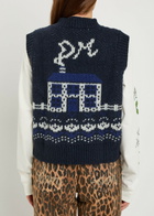 Damson Madder Rhona Fair Isle Wool Vest Navy