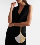 Bvlgari Ginkgo crystal-embellished suede clutch