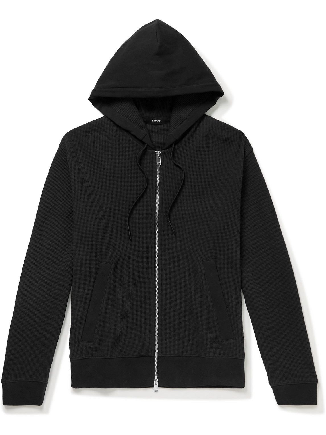 Theory - Balena Waffle-Knit Organic Cotton-Blend Zip-Up Hoodie - Black