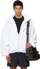 Alexander Wang White Graphic Logo Zip Hoodie