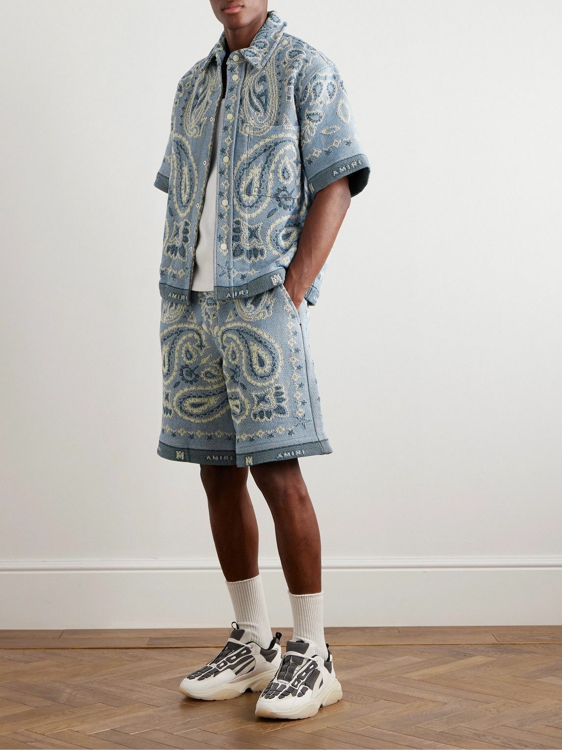 AMIRI - Straight-Leg Bandana-Jacquard Cotton Shorts - Blue Amiri
