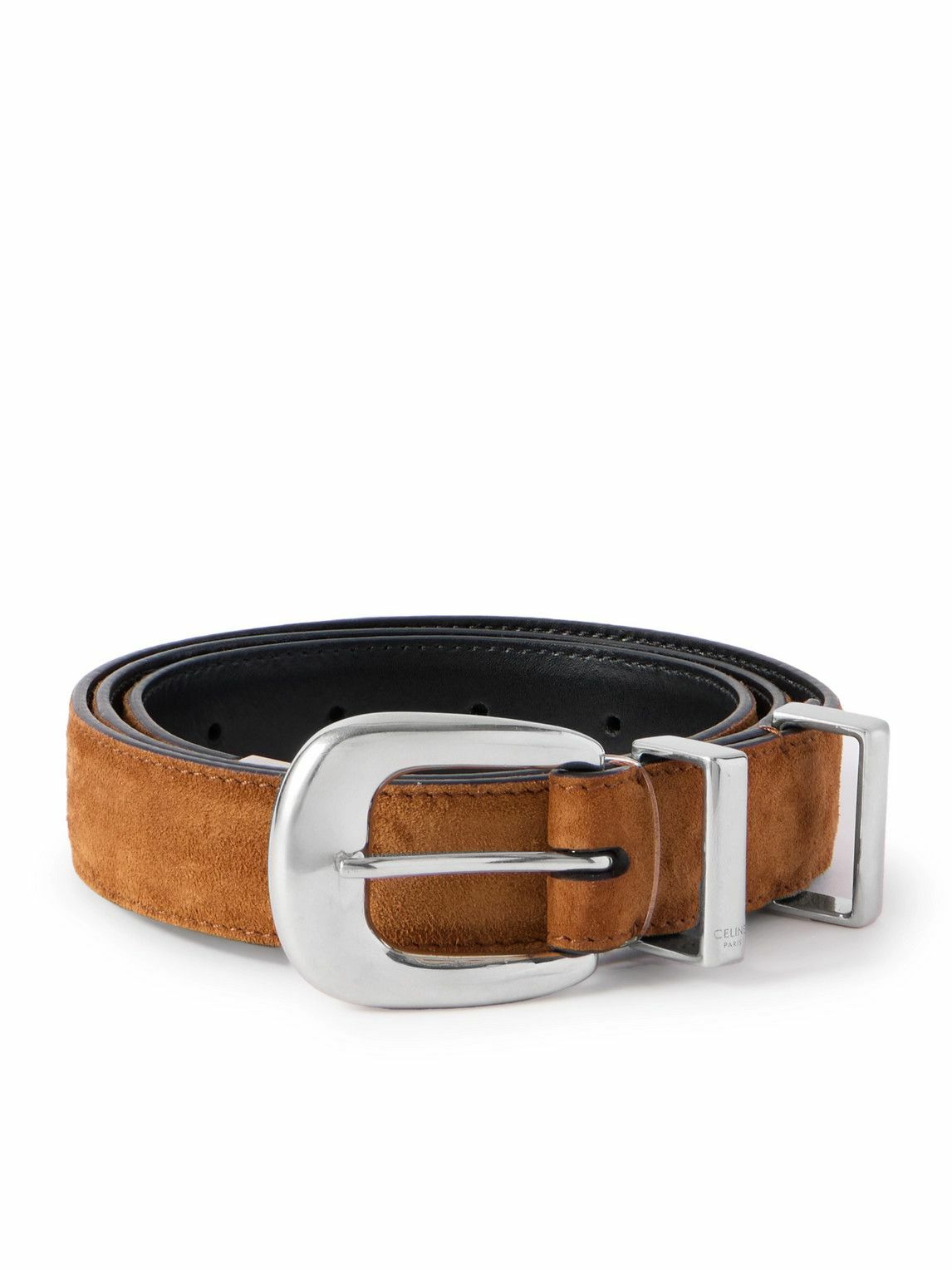 CELINE - 2.5cm Suede Belt - Brown