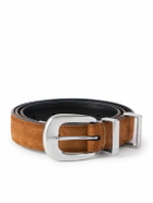 CELINE - 2.5cm Suede Belt - Brown