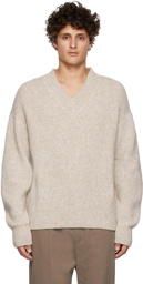 Nanushka Beige Huxley Knit V-Neck Sweater