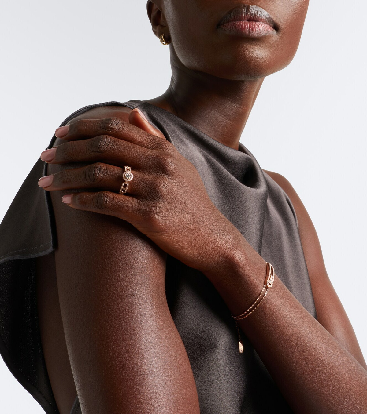 Messika Move Link 18kt rose gold ring with diamonds
